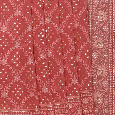 Georgette Coral-Pink Saree
