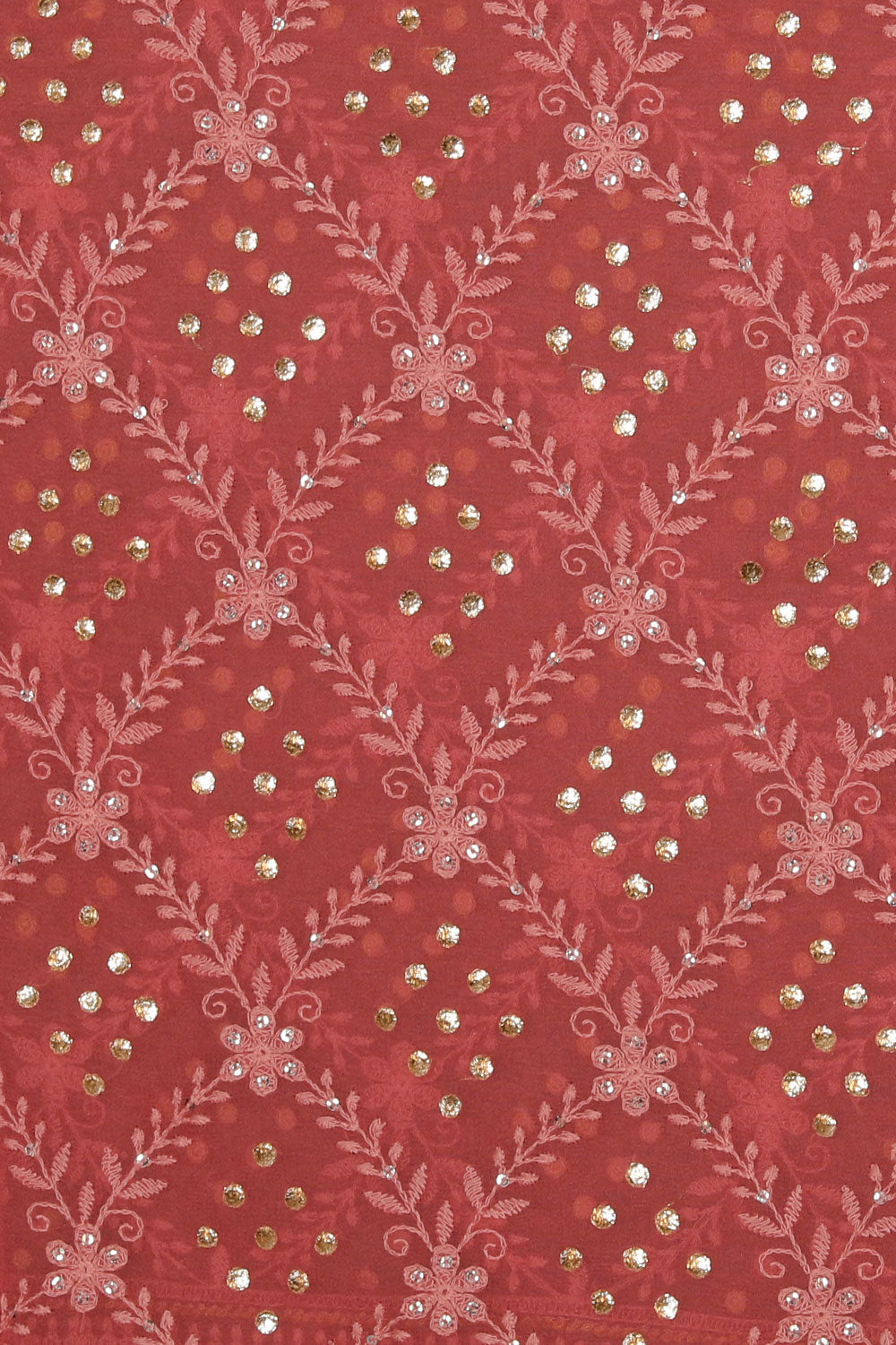 Georgette Coral-Pink Saree