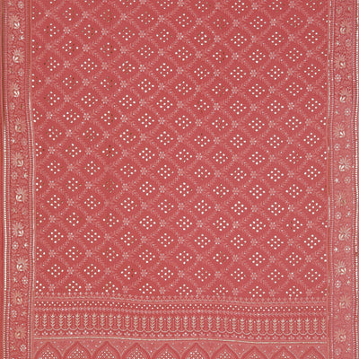Georgette Coral-Pink Saree