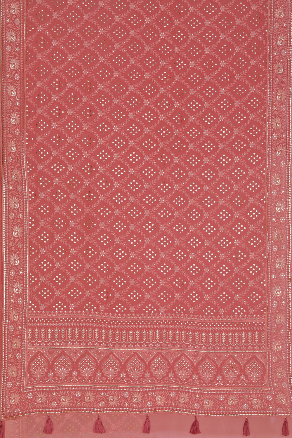 Georgette Coral-Pink Saree