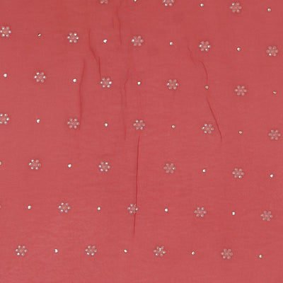 Georgette Coral-Pink Saree