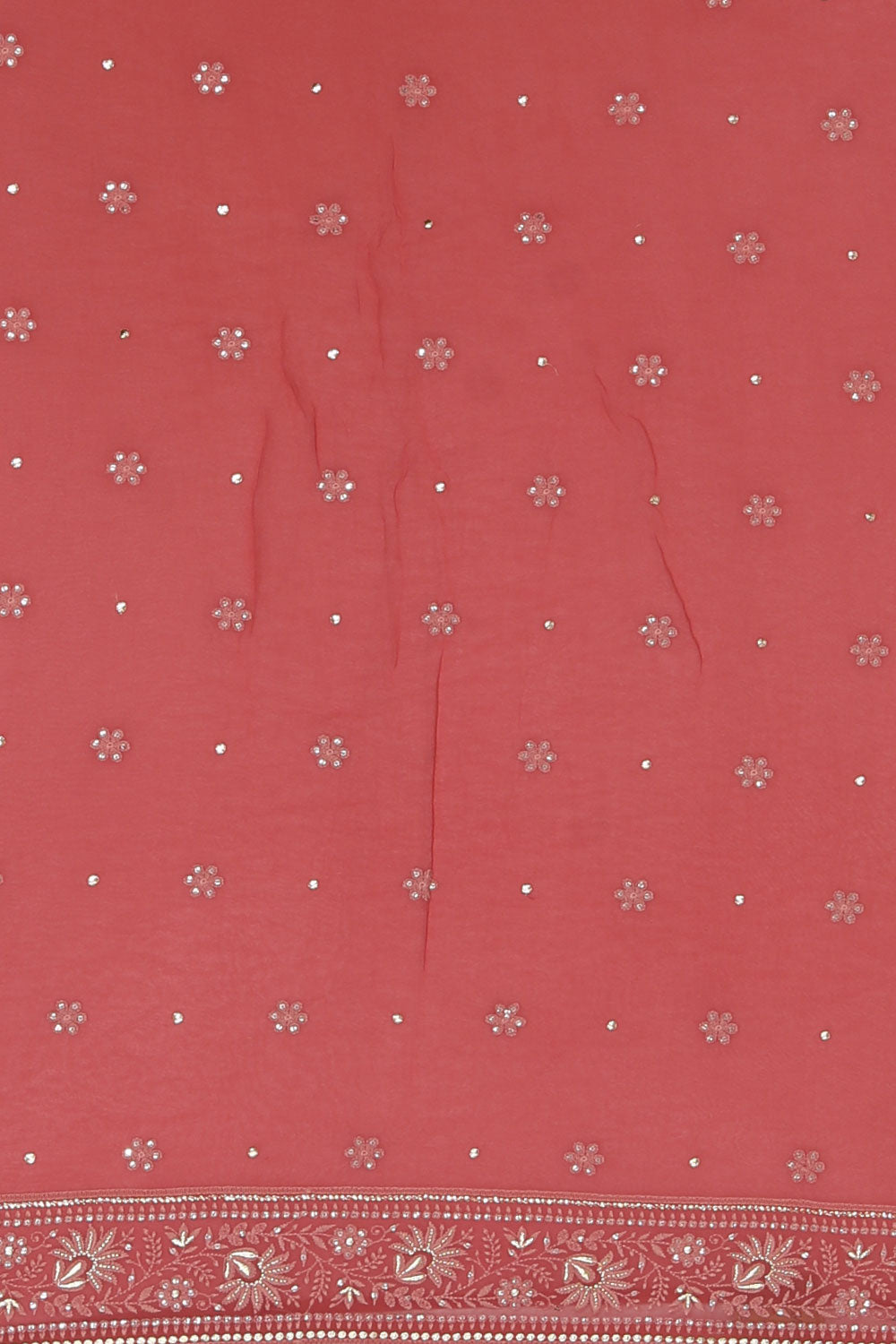 Georgette Coral-Pink Saree