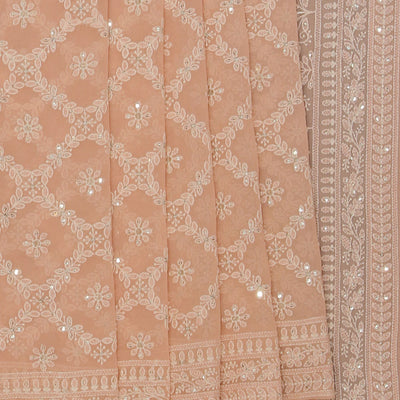 Georgette Pastel-Peach Saree