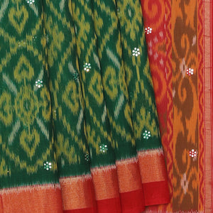 Ikat Cotton-Silk Green Saree