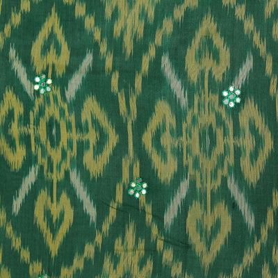 Ikat Cotton-Silk Green Saree