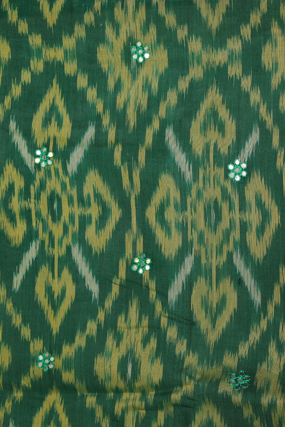 Ikat Cotton-Silk Green Saree