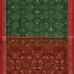 Ikat Cotton-Silk Green Saree