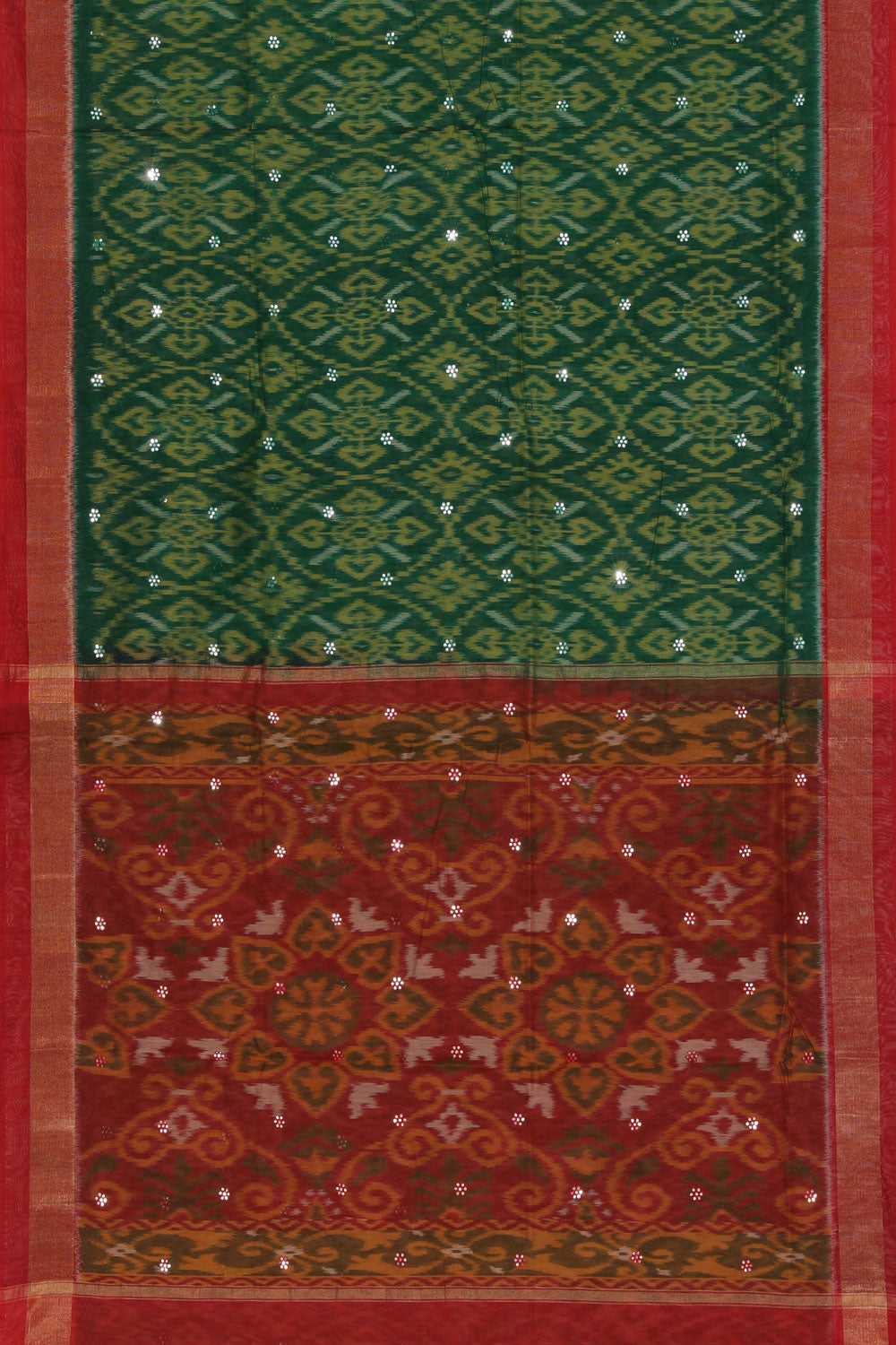 Ikat Cotton-Silk Green Saree