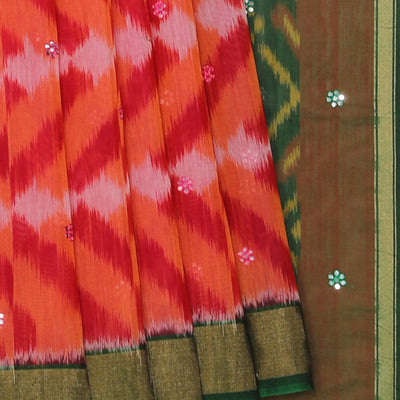 Ikat Cotton-Silk Pink Saree