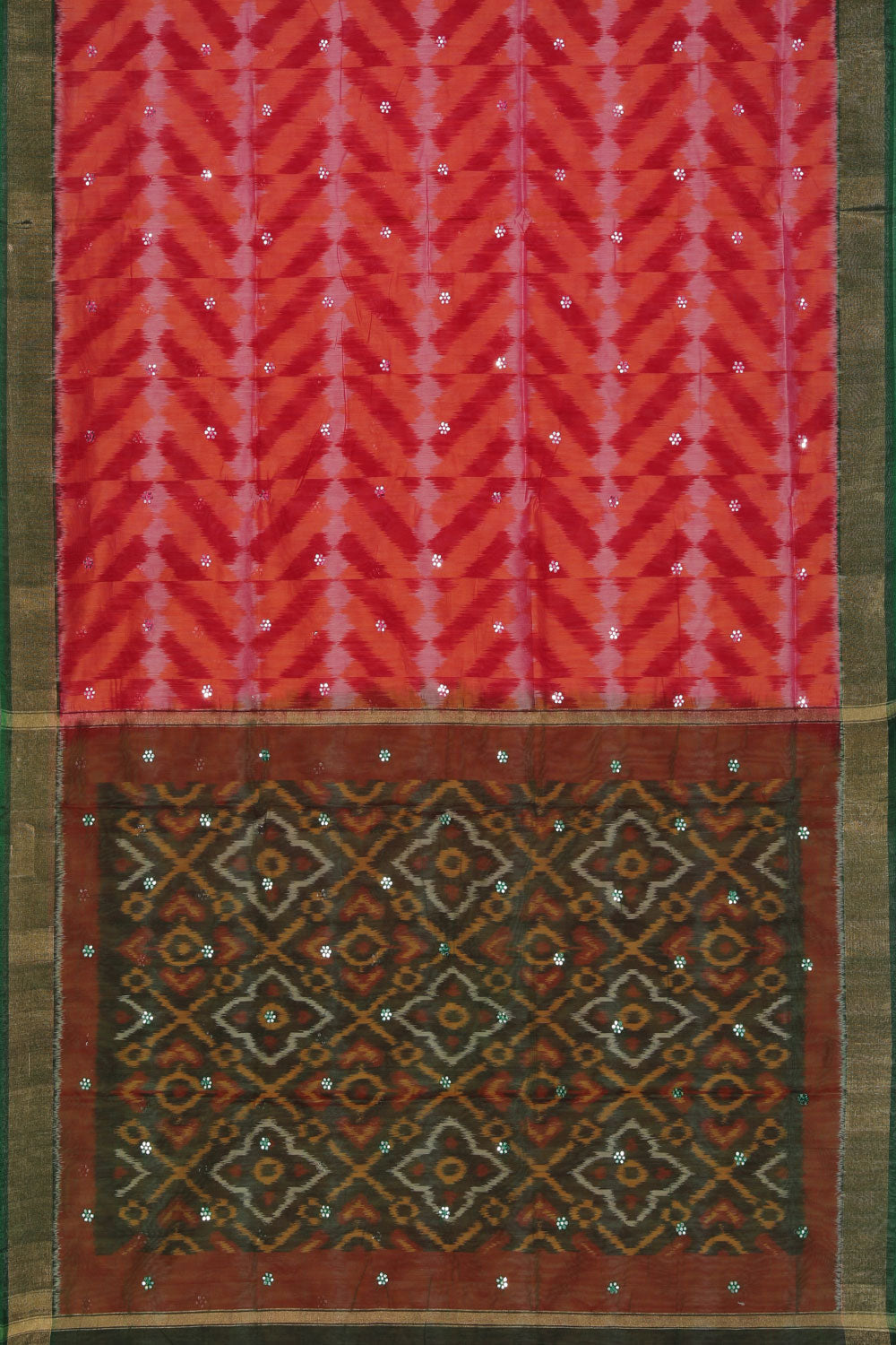 Ikat Cotton-Silk Pink Saree