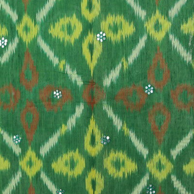 Ikat Cotton-Silk Green Saree