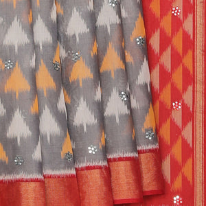 Ikat Cotton-Silk Grey Saree