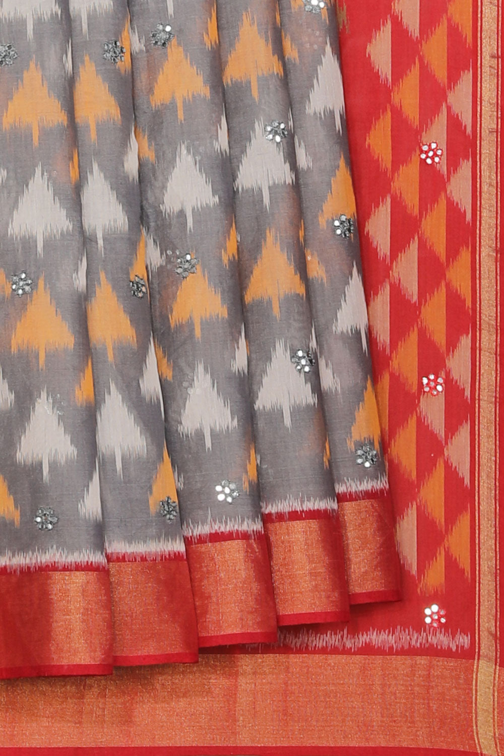 Ikat Cotton-Silk Grey Saree