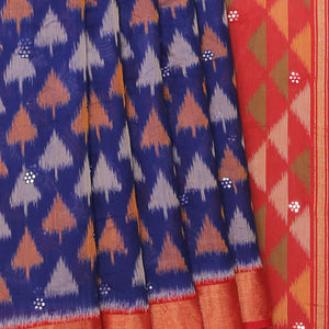 Ikat Cotton-Silk Indigo Blue Saree
