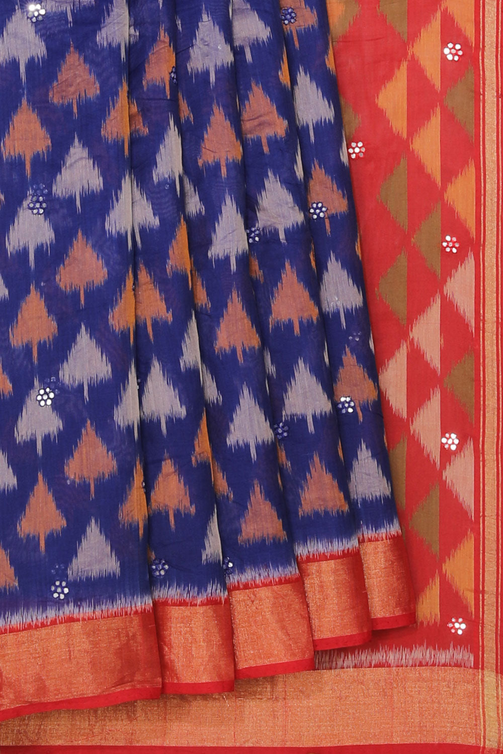 Ikat Cotton-Silk Indigo Blue Saree