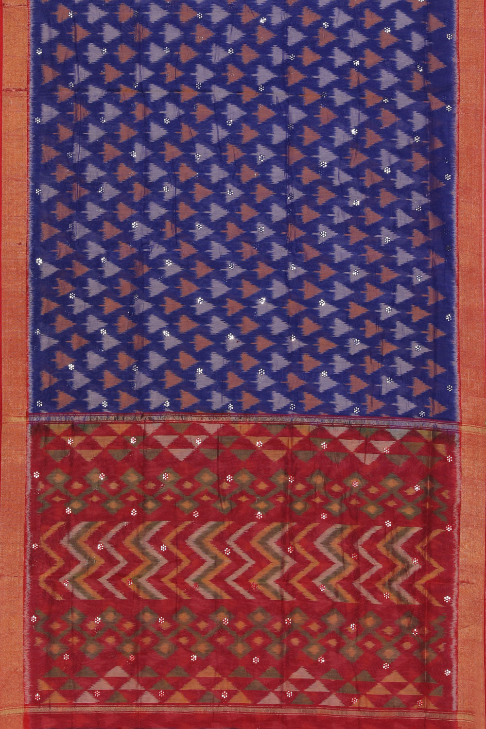 Ikat Cotton-Silk Indigo Blue Saree