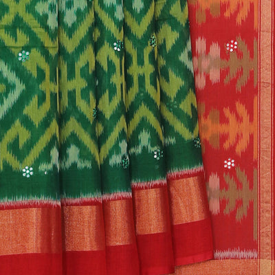 Ikat Cotton-Silk Green Saree