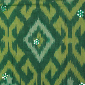 Ikat Cotton-Silk Green Saree