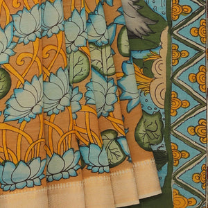 Kalamkari Hand-Painted Brown Saree