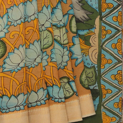 Kalamkari Hand-Painted Brown Saree