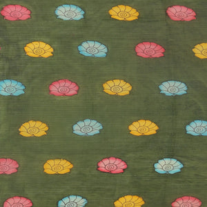 Kalamkari Hand-Painted Brown Saree