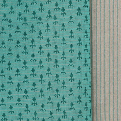 Flower Printed Teal Green Saree