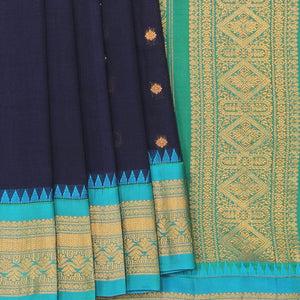 Gadwal Navy Blue Saree