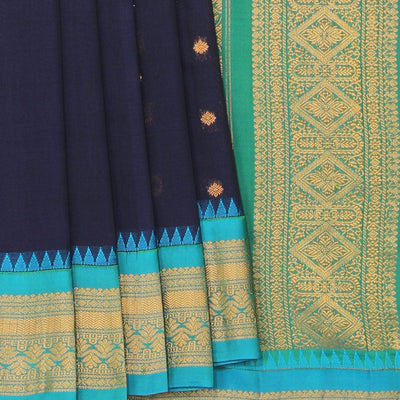 Gadwal Navy Blue Saree