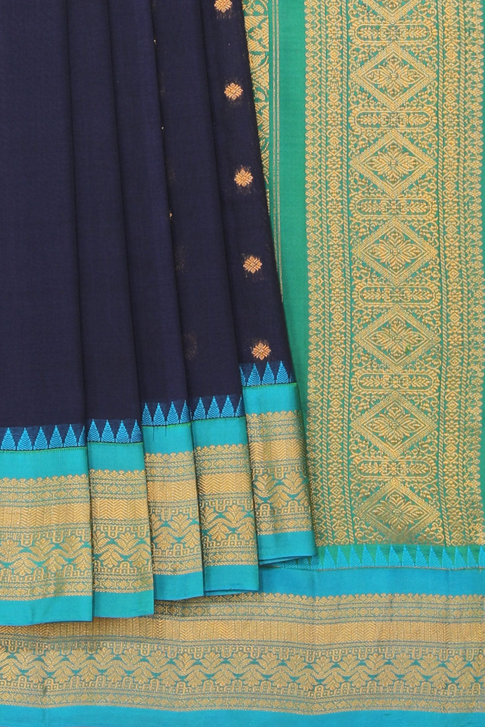 Gadwal Navy Blue Saree