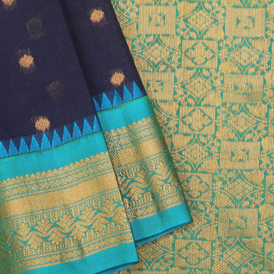 Gadwal Navy Blue Saree