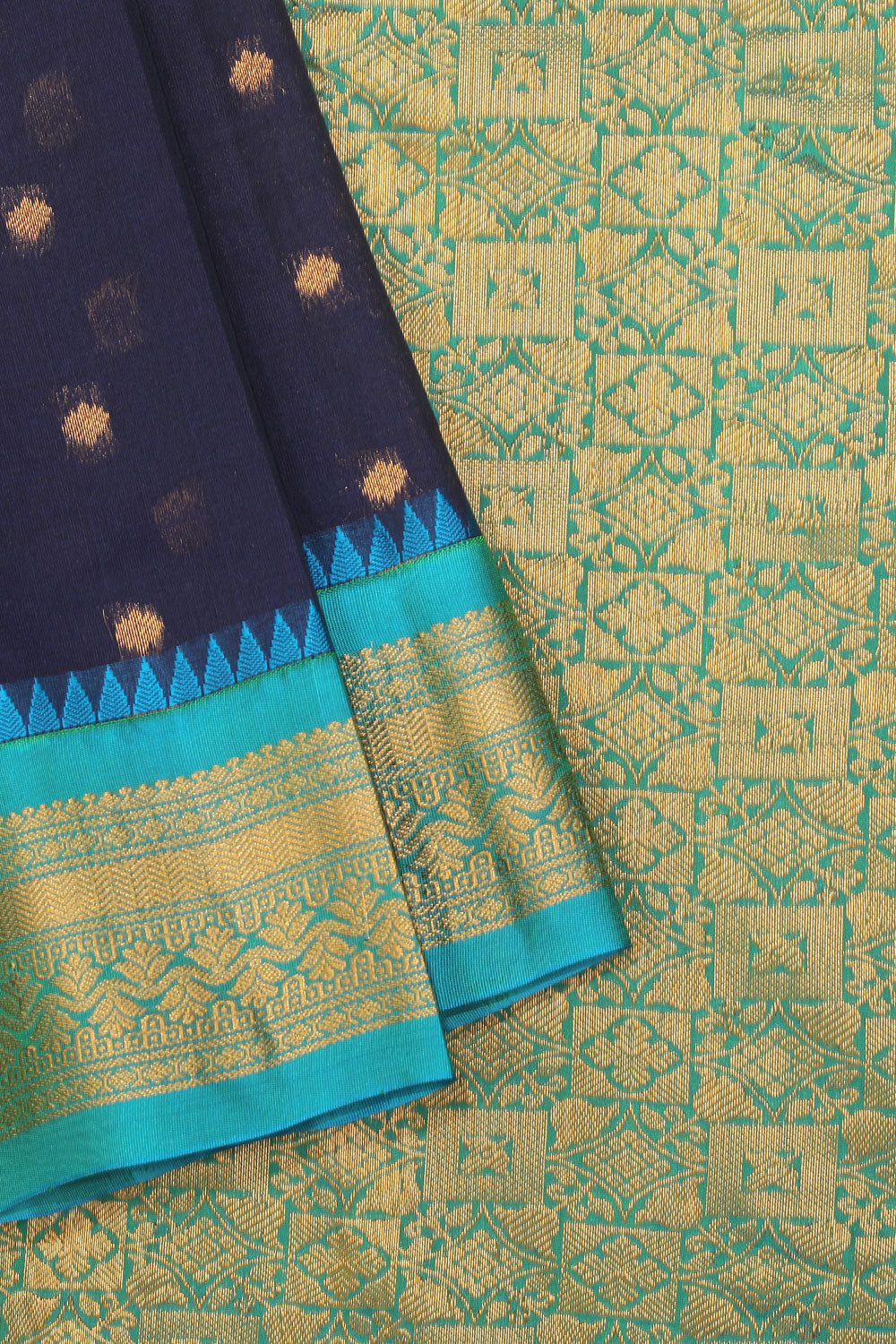 Gadwal Navy Blue Saree