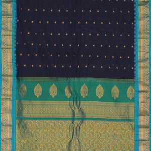 Gadwal Navy Blue Saree