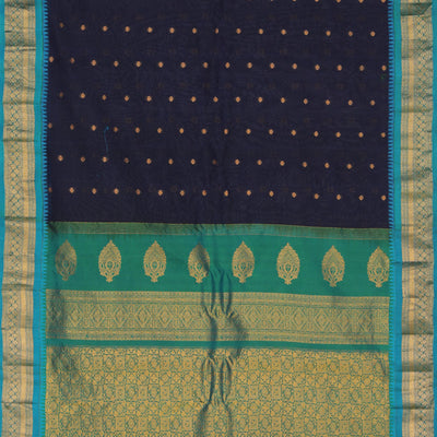 Gadwal Navy Blue Saree