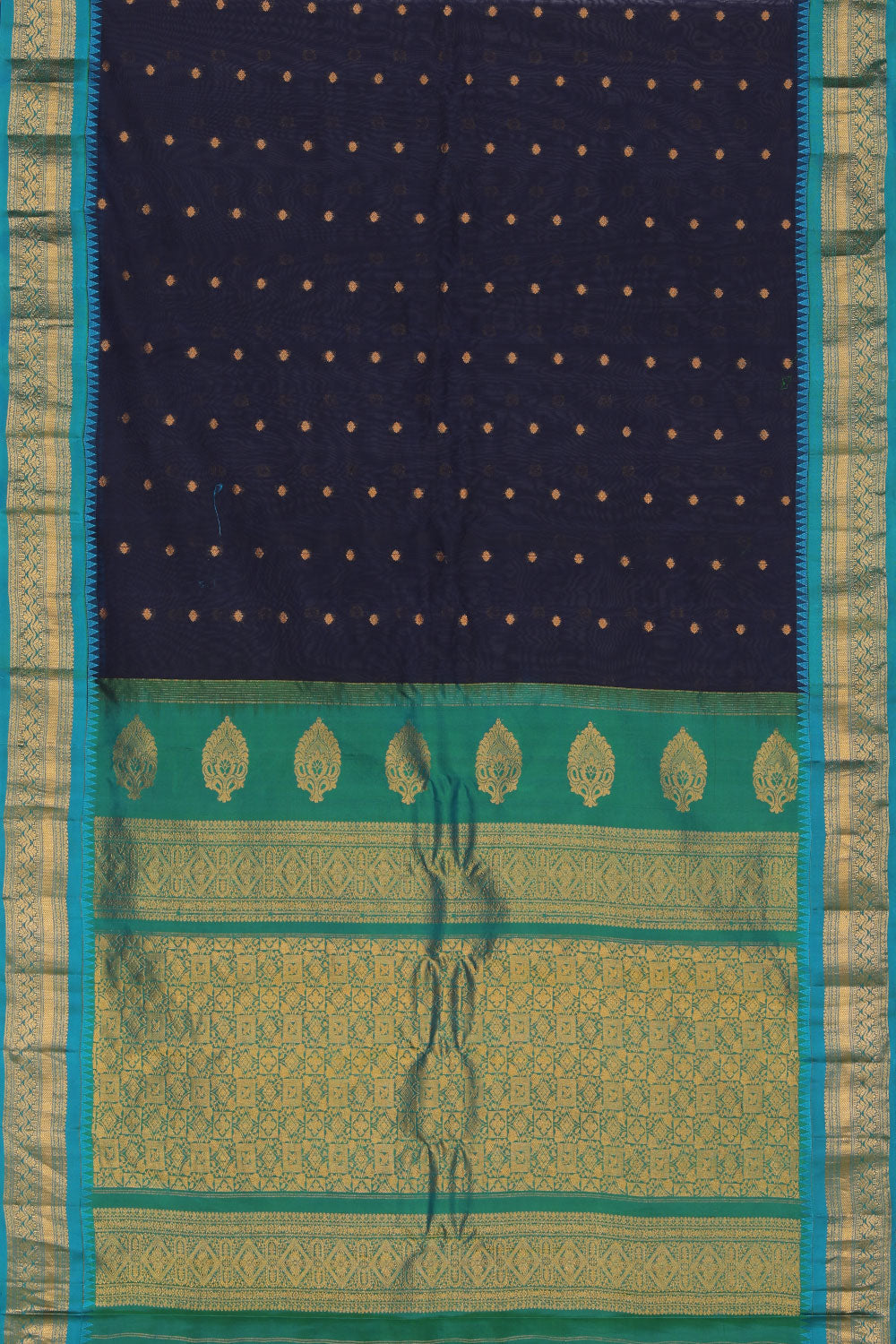 Gadwal Navy Blue Saree