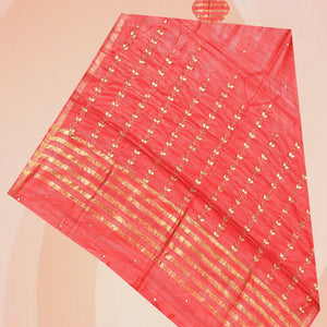 Gota Patti Work Coral Pink Dupatta