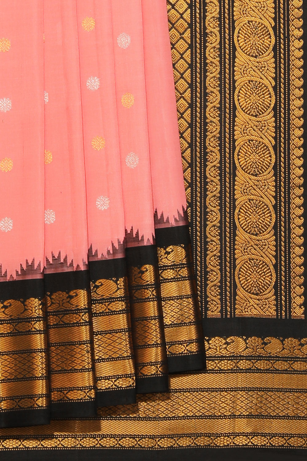 Gadwal Silk Coral-Pink Saree