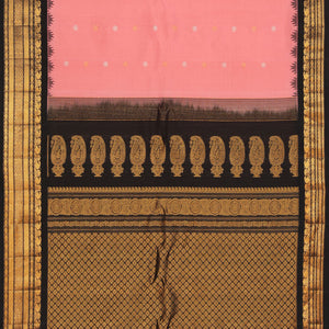Gadwal Silk Coral-Pink Saree
