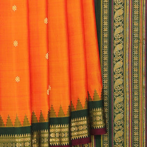 Gadwal Silk Coral Orange Saree