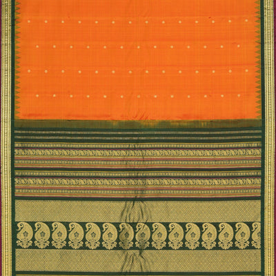 Gadwal Silk Coral Orange Saree