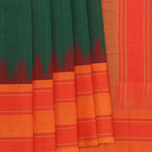 Kanchi Cotton Leaf Green Saree