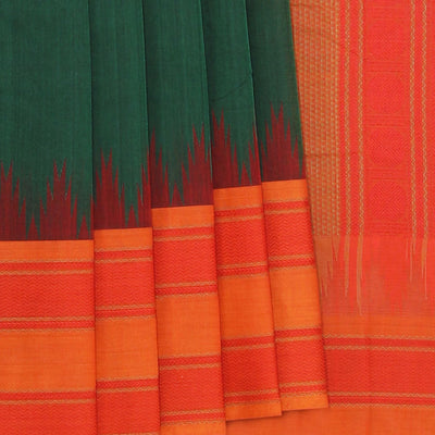 Kanchi Cotton Leaf Green Saree