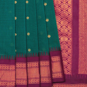 Gadwal Cotton Silk Teal Green Saree