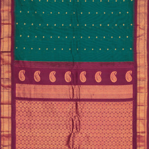 Gadwal Cotton Silk Teal Green Saree