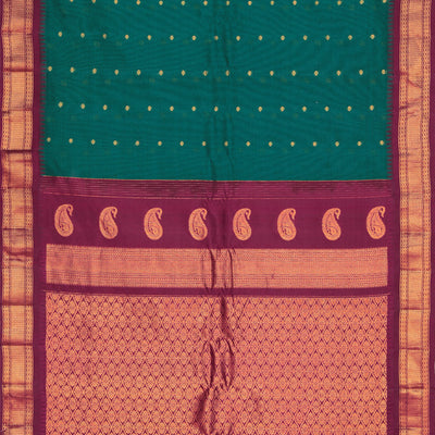 Gadwal Cotton Silk Teal Green Saree