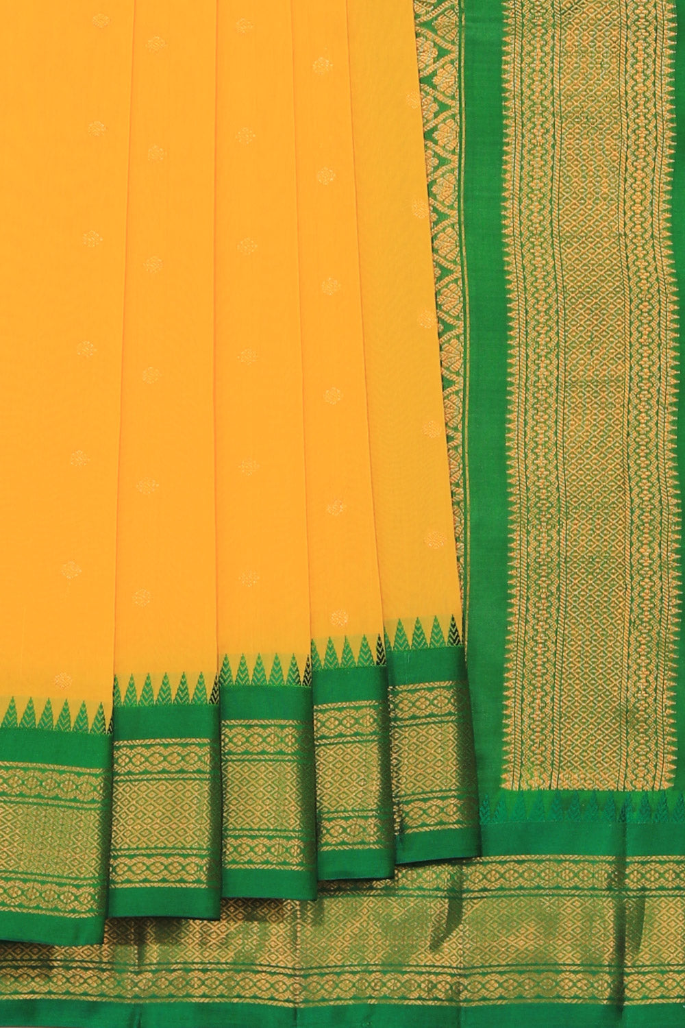 Gadwal Cotton Silk Yellow Saree