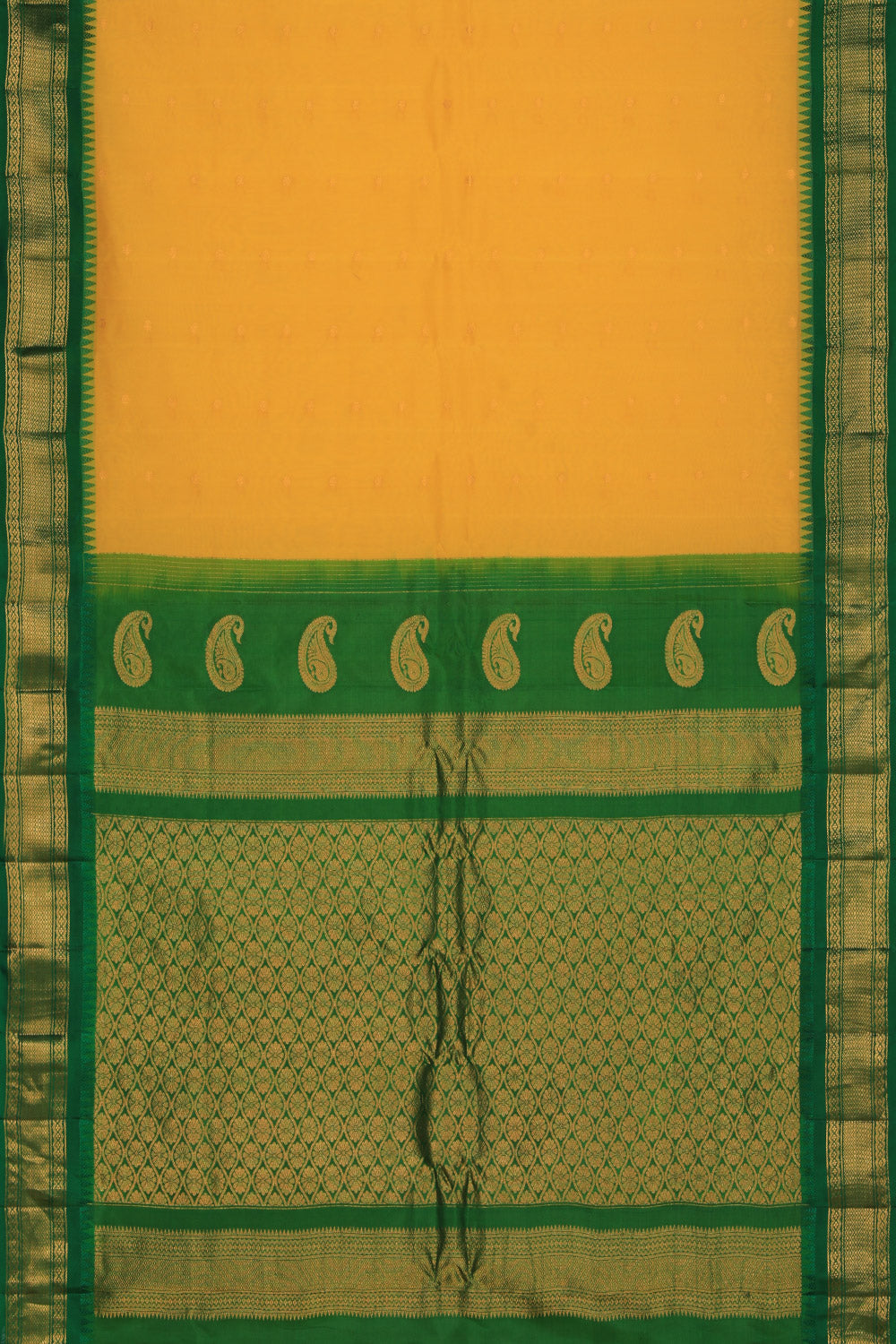 Gadwal Cotton Silk Yellow Saree