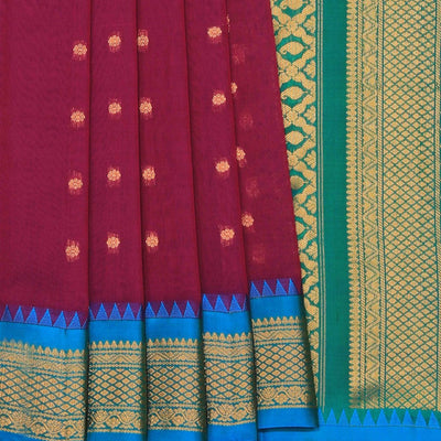 Gadwal Cotton Silk Plum Pink Saree