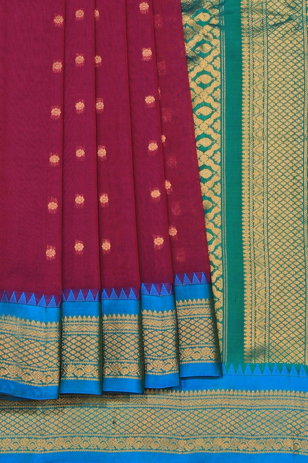 Gadwal Cotton Silk Plum Pink Saree
