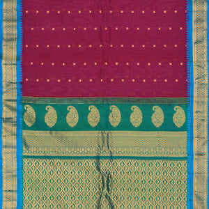 Gadwal Cotton Silk Plum Pink Saree