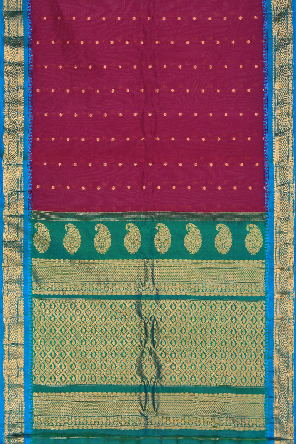 Gadwal Cotton Silk Plum Pink Saree